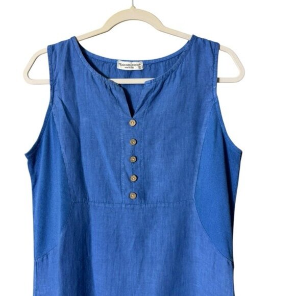 Terzo Millennio Linen Dress Small Made in Italy Beachy Lagenlook Coastal Lagom - Picture 2 of 8